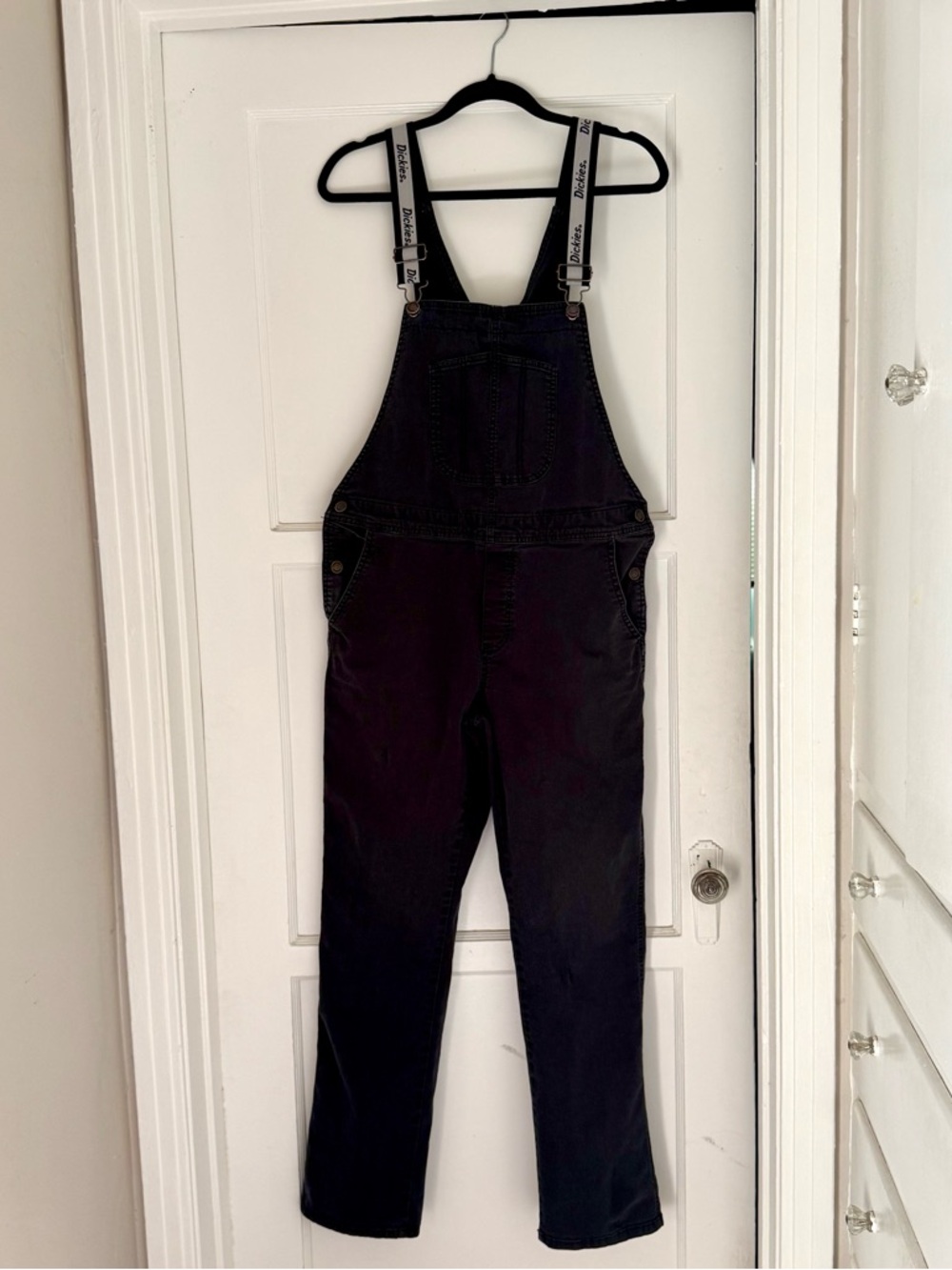 Dickies Black Women's Black Overalls with Branded Straps Size Large